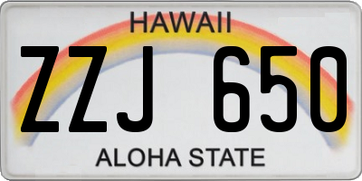 HI license plate ZZJ650