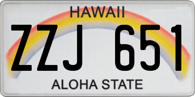 HI license plate ZZJ651