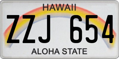 HI license plate ZZJ654