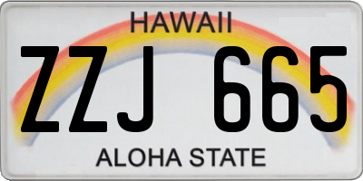 HI license plate ZZJ665