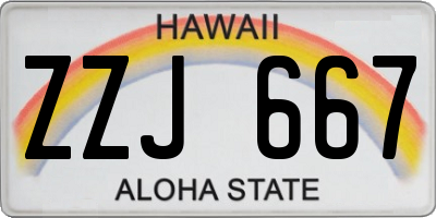 HI license plate ZZJ667