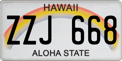 HI license plate ZZJ668