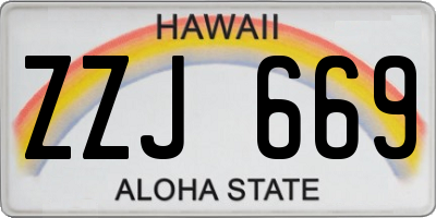 HI license plate ZZJ669