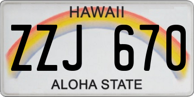 HI license plate ZZJ670