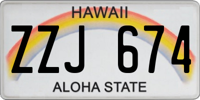 HI license plate ZZJ674