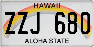 HI license plate ZZJ680