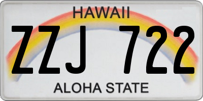 HI license plate ZZJ722