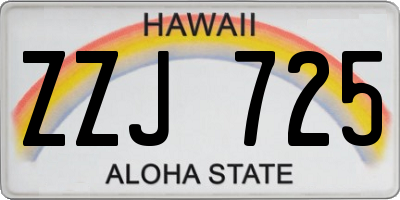 HI license plate ZZJ725