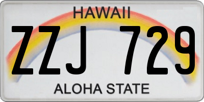 HI license plate ZZJ729