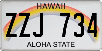 HI license plate ZZJ734