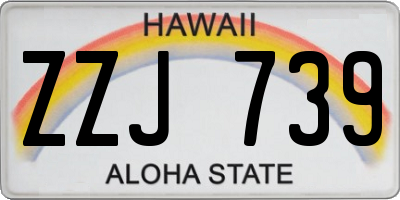 HI license plate ZZJ739