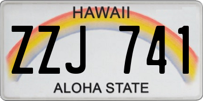 HI license plate ZZJ741