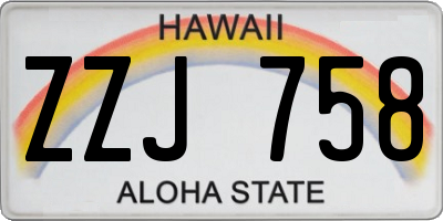 HI license plate ZZJ758