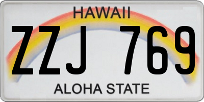 HI license plate ZZJ769