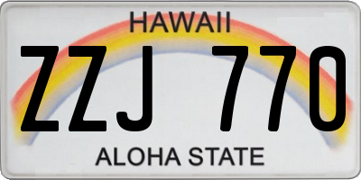 HI license plate ZZJ770