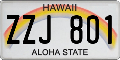 HI license plate ZZJ801