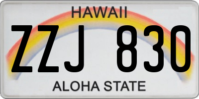 HI license plate ZZJ830