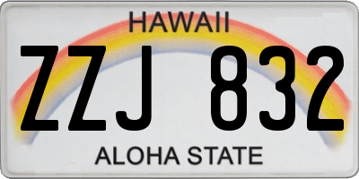 HI license plate ZZJ832