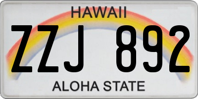 HI license plate ZZJ892