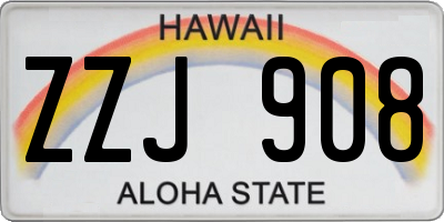 HI license plate ZZJ908