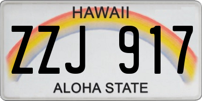 HI license plate ZZJ917