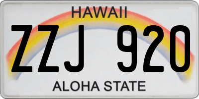 HI license plate ZZJ920