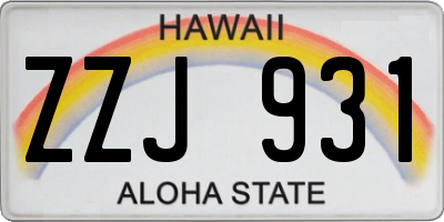 HI license plate ZZJ931