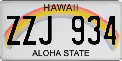 HI license plate ZZJ934