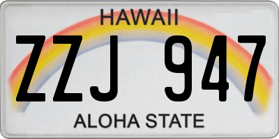 HI license plate ZZJ947