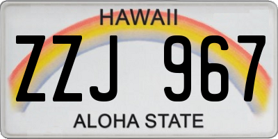HI license plate ZZJ967