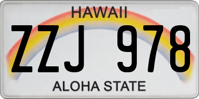 HI license plate ZZJ978