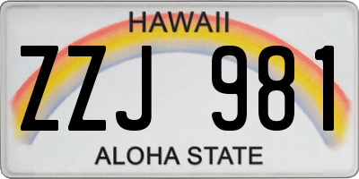 HI license plate ZZJ981