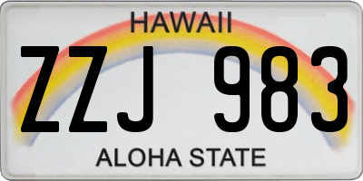 HI license plate ZZJ983