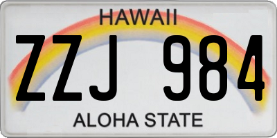 HI license plate ZZJ984