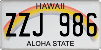 HI license plate ZZJ986