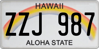 HI license plate ZZJ987
