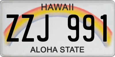 HI license plate ZZJ991