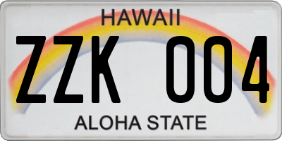 HI license plate ZZK004