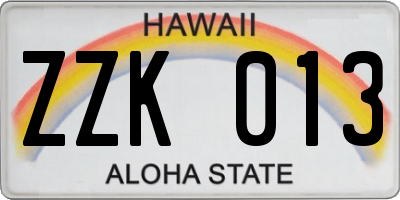 HI license plate ZZK013