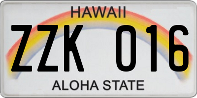 HI license plate ZZK016