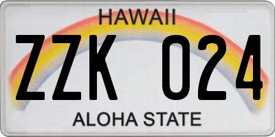 HI license plate ZZK024