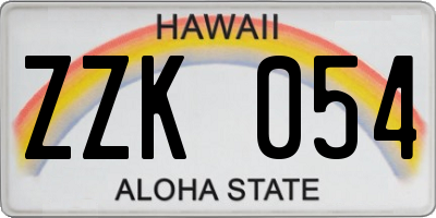 HI license plate ZZK054