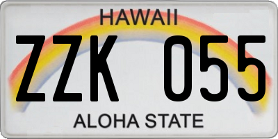 HI license plate ZZK055