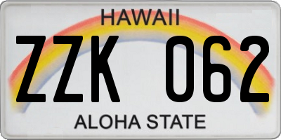 HI license plate ZZK062