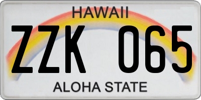 HI license plate ZZK065