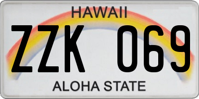 HI license plate ZZK069
