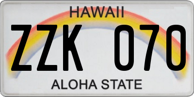 HI license plate ZZK070