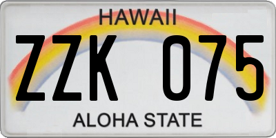 HI license plate ZZK075
