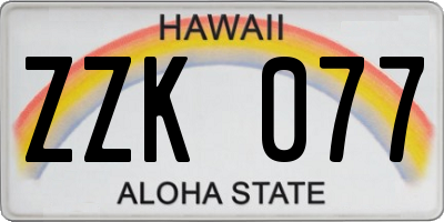 HI license plate ZZK077