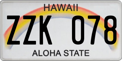 HI license plate ZZK078